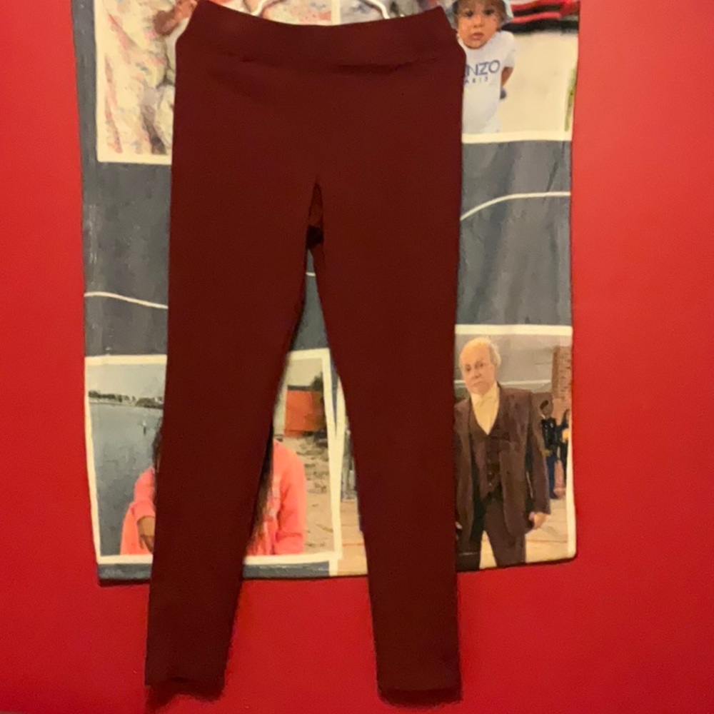 Cato burgundy spandex pants.